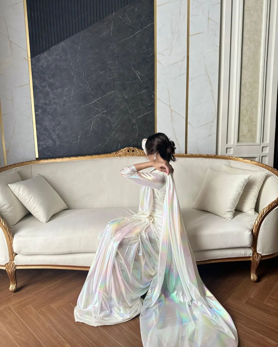 fancy satin white rainbow rfeady to wear saree