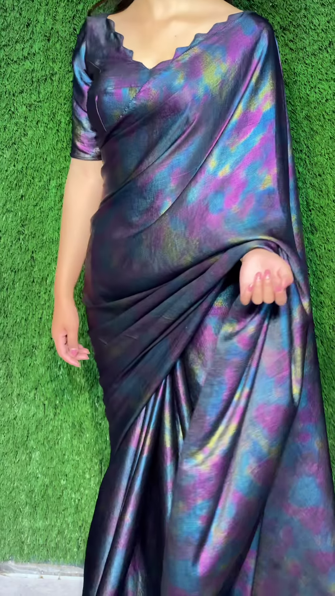 multicolour printed ready to wear silk saree