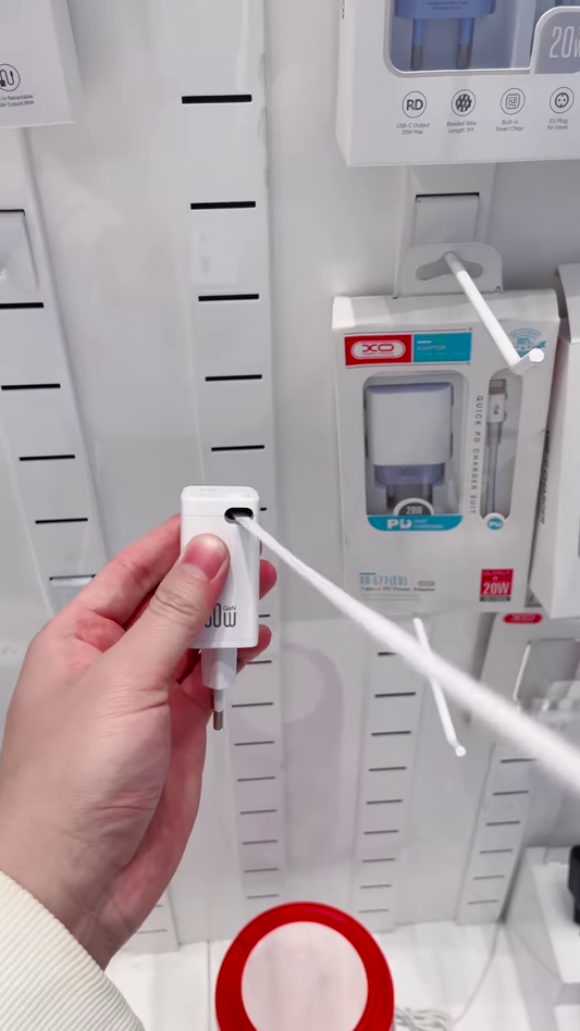 All-in-One Wall Charger with Built-In Type-C Connector – Travel-Friendly Fast Charging Solution