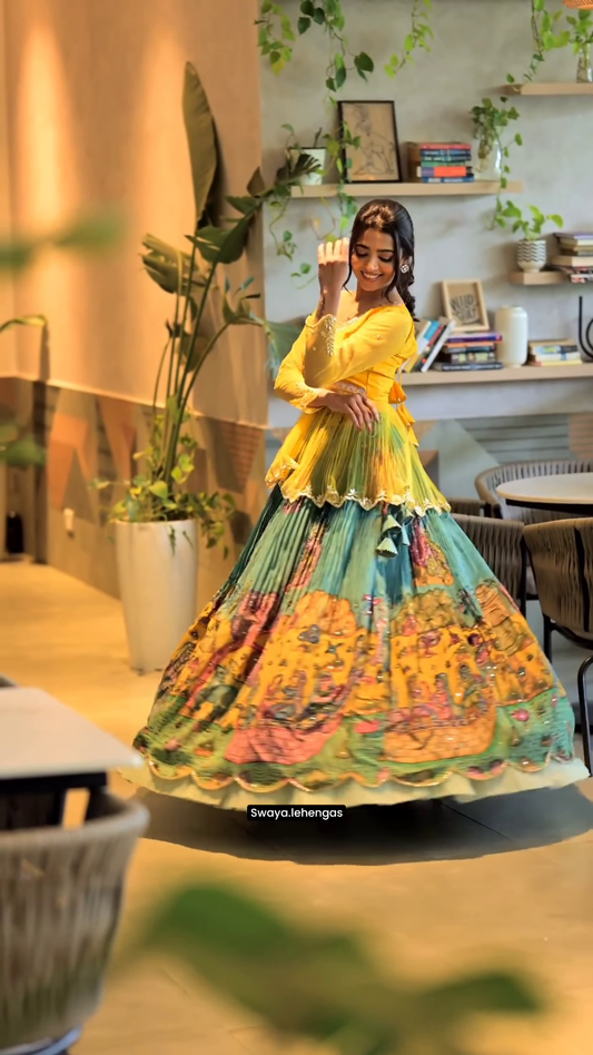 Multicoloured Printed Lehenga Set