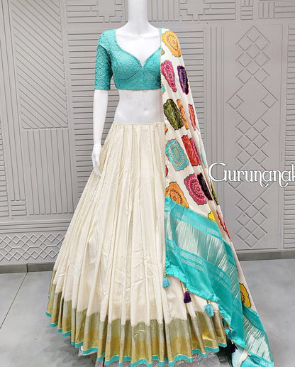Rayon Embroidered Dandiya Motif Navratri Banjara Style Lehenga Choli With Chiffon Dupatta