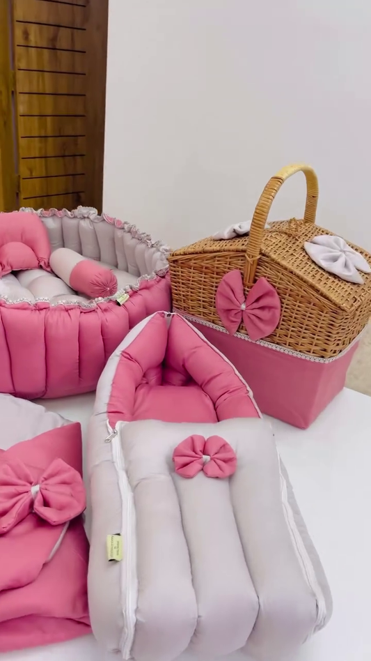 Coordinated Baby Lounger, Sleeping Bag, and Hanging Cradle Set – Soft and Comfortable for Infants