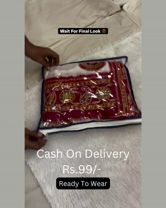 RED AND WHITE VINTAGE DUPATTA